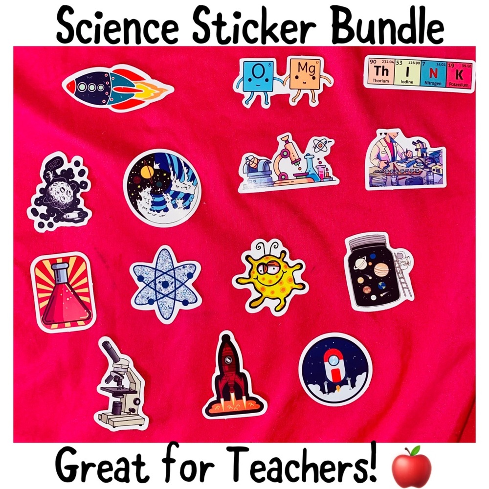 Set of 14 Cute Science Water Bottle - Classroom Stickers Bundle